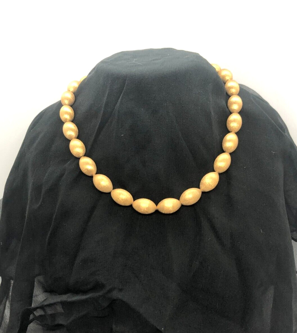 Unbranded Oval Brushed Gold Oval Beads on Chain Hidden Closure 15 in Necklace
